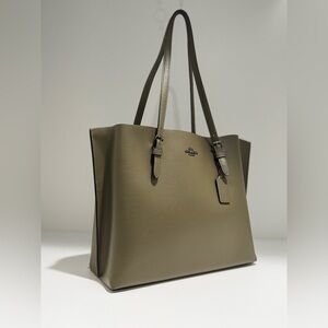 COACH Mollie Tote Bag Olive Green Leather
